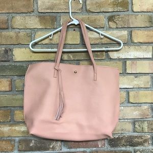 Pink leather tote